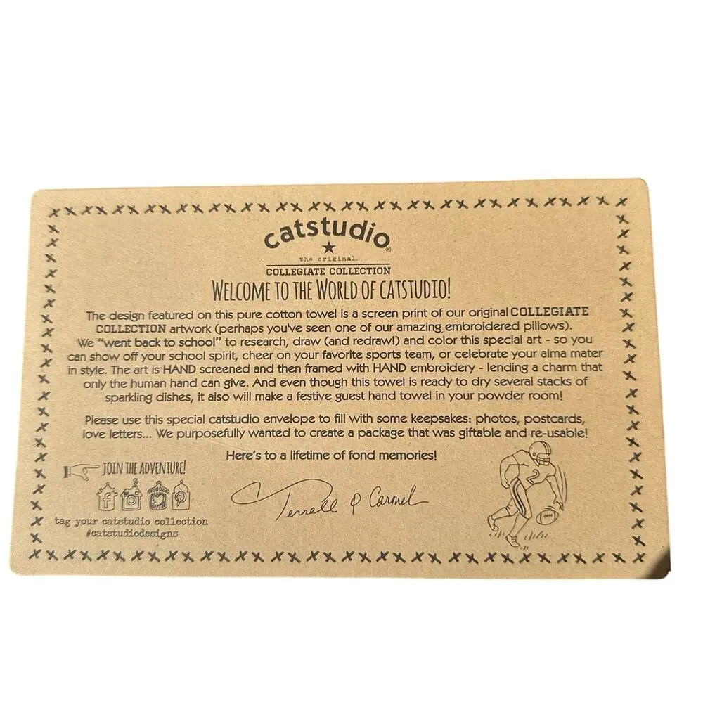Vintage Catstudio Collegiate Collection Dish Hand Bar Towel - CLEMSON